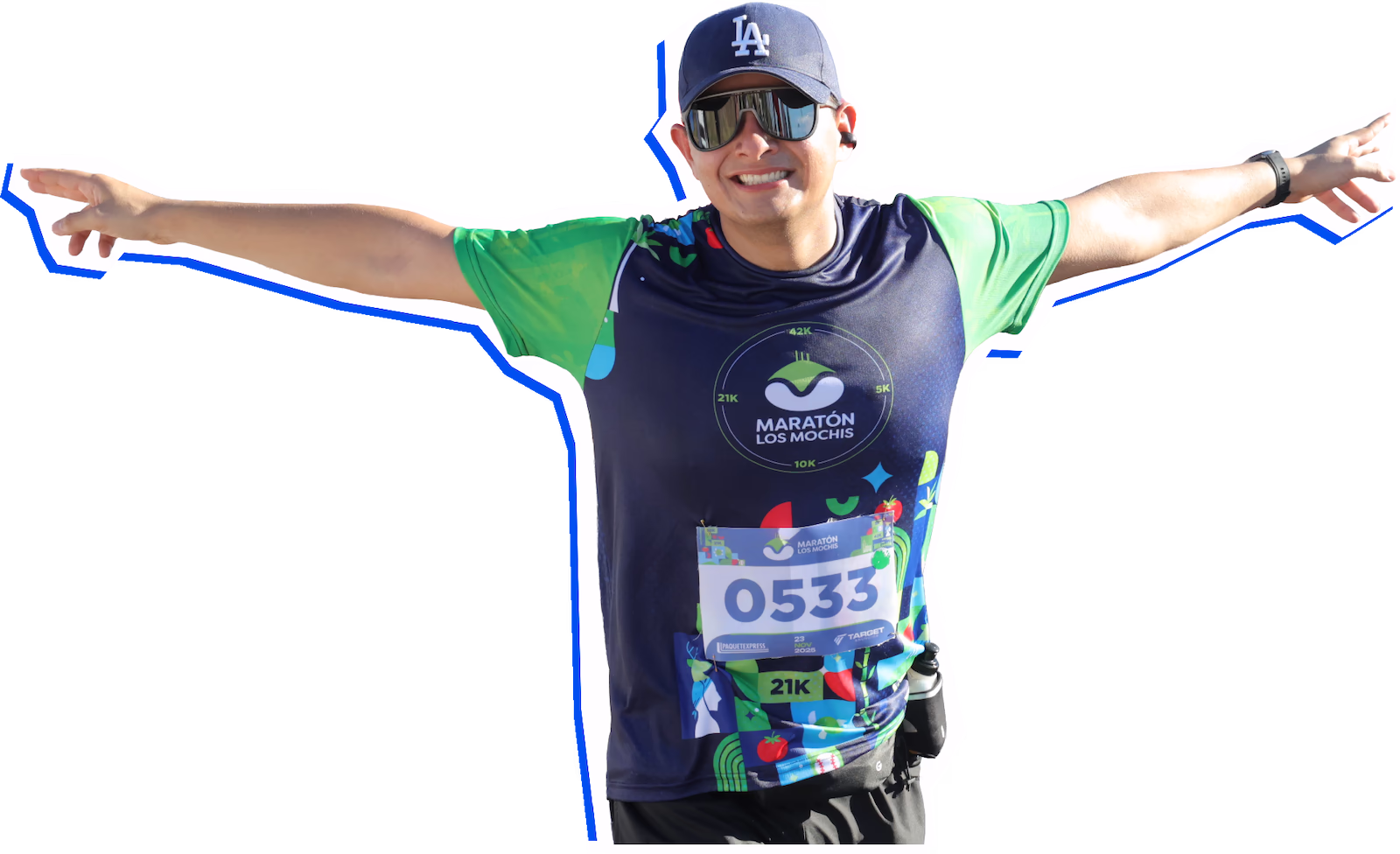 Corredor feliz durante el evento del Maratón los Mochis